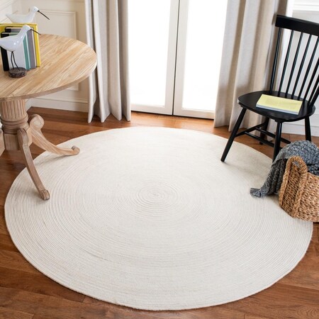Safavieh 3 x 3 ft. Braided Hand Woven Round Rug, Ivory BRD901A-3R